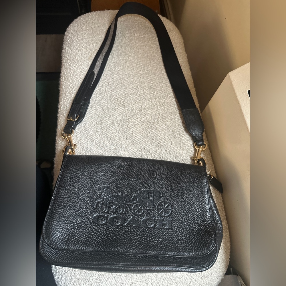 Coach Black Embossed Leather Crossbody Bag - Picture 2 of 9